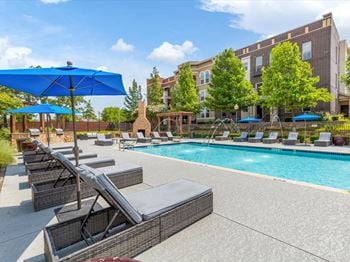 Sun-drenched swimming pool